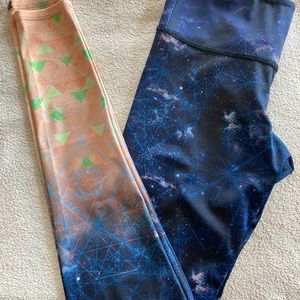 Onzie blue and pink graphic yoga leggings XS